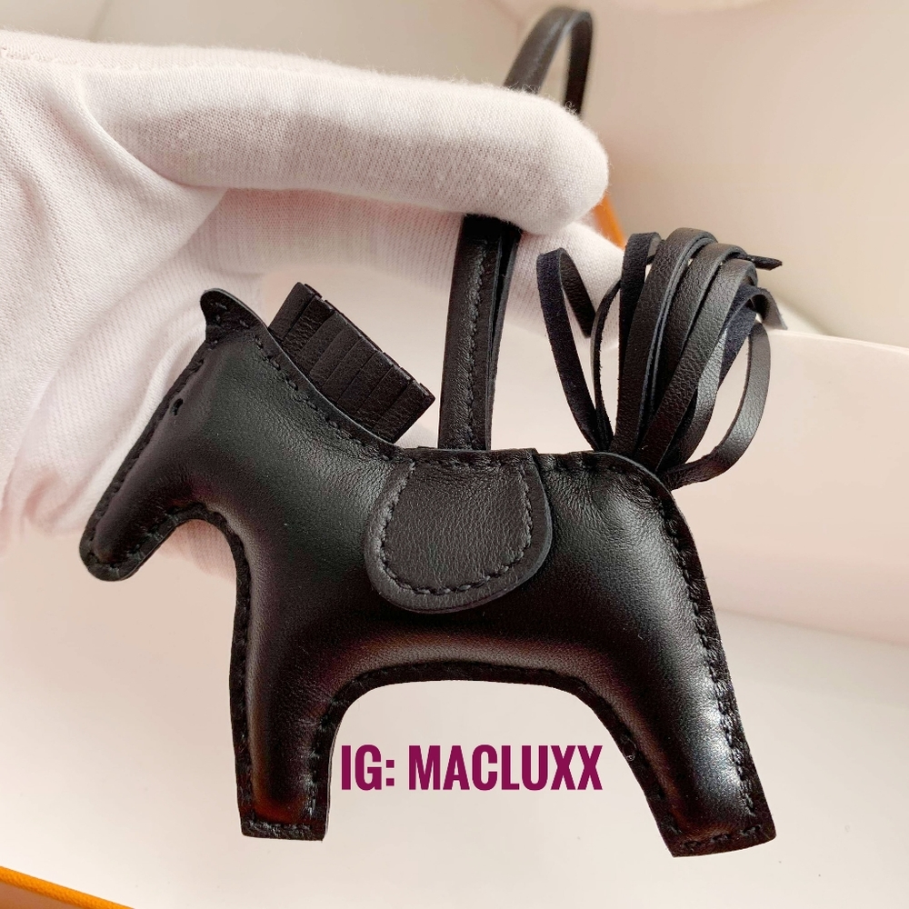 Hermes Black Rodeo charm PM - new